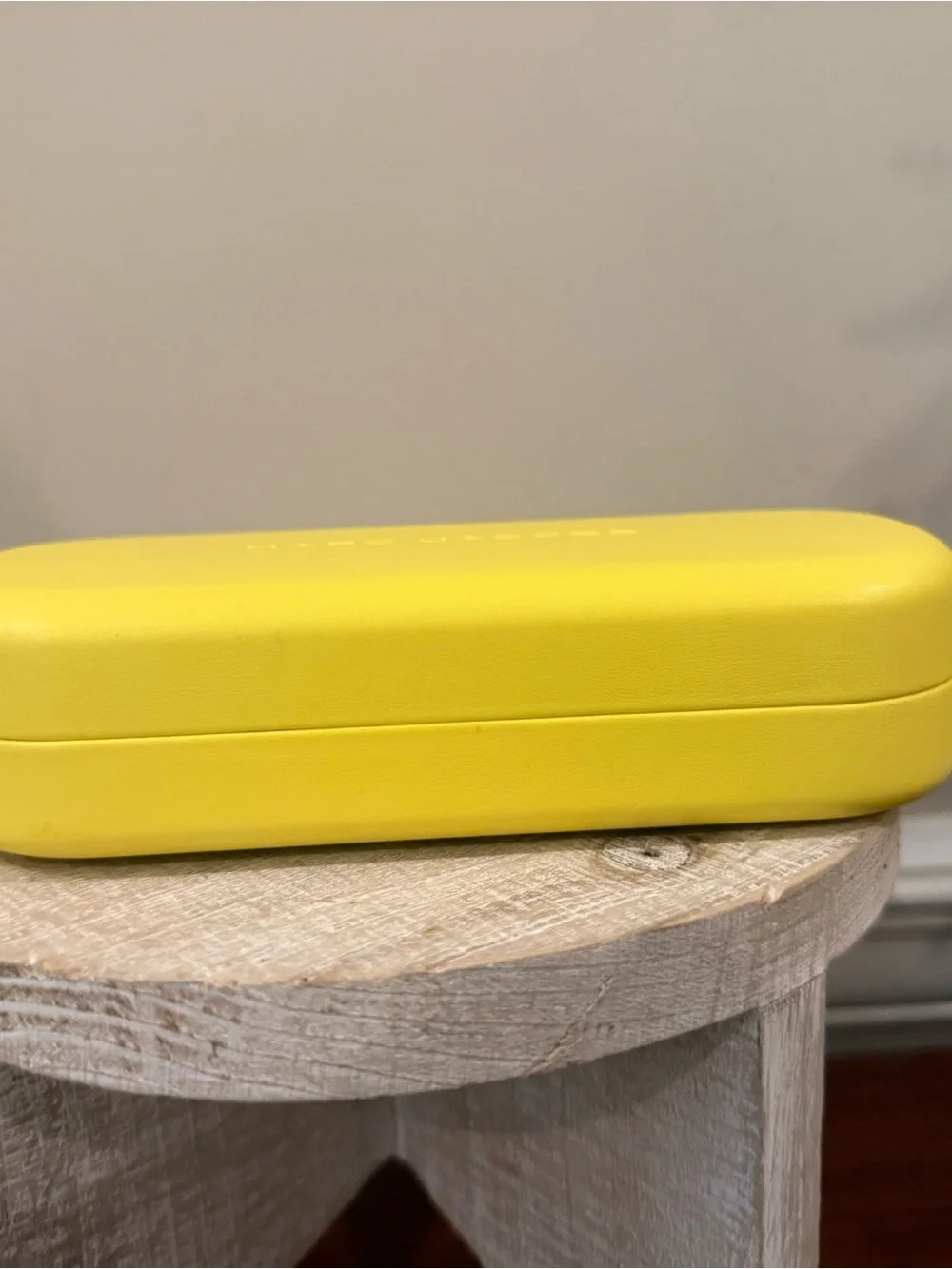 Marc Jacobs Yellow Hard Sunglass Case with cleaning cloth